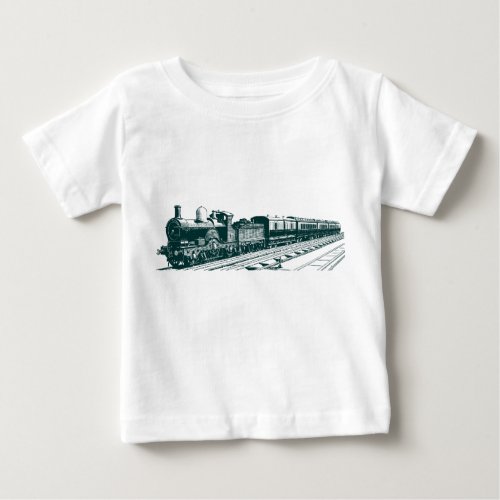 Vintage Train _ Dark Green Baby T_Shirt