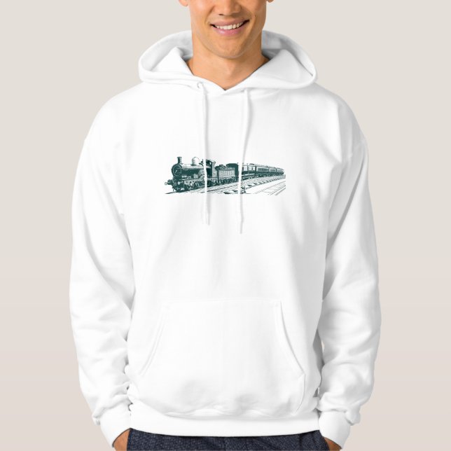 Vintage Train - Dark Green Hoodie (Front)