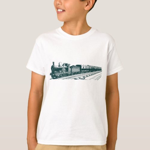 Vintage Train _ Dark Green T_Shirt