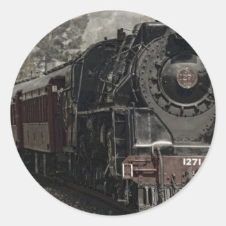 Vintage train decor design classic round sticker
