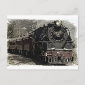 Vintage train decor design postcard
