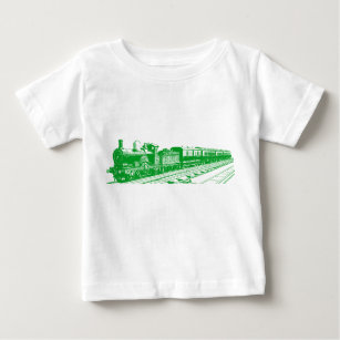 Vintage Train - Grass Green Baby T-Shirt