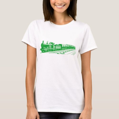 Vintage Train _ Grass Green T_Shirt