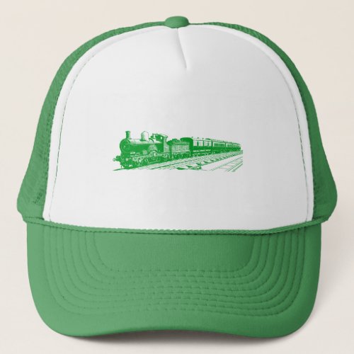 Vintage Train _ Grass Green Trucker Hat