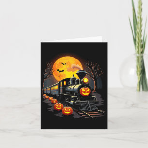 Vintage Train Halloween Costume Pumpkin Ghost Men Card