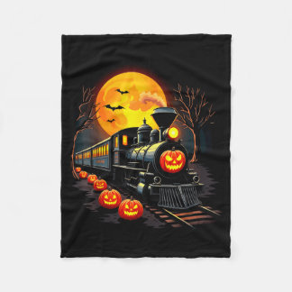 Vintage Train Halloween Costume Pumpkin Ghost Men  Fleece Blanket