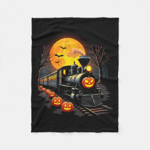 Vintage Train Halloween Costume Pumpkin Ghost Men Fleece Blanket