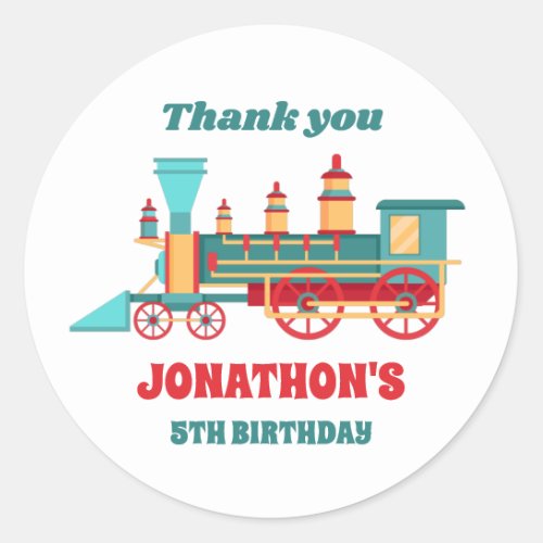 Vintage Train Kids Birthday Party Favor Classic Round Sticker