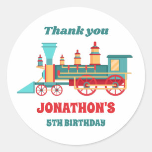 Vintage Train Kids Birthday Party Favor Classic Round Sticker