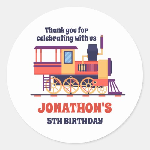 Vintage Train Kids Birthday Party Favor Classic Round Sticker