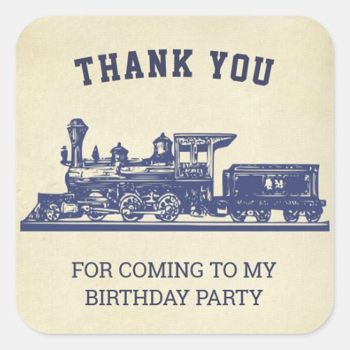 Vintage Train Kids Birthday Party Favor Sticker