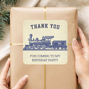 Vintage Train Kids Birthday Party Favor Sticker