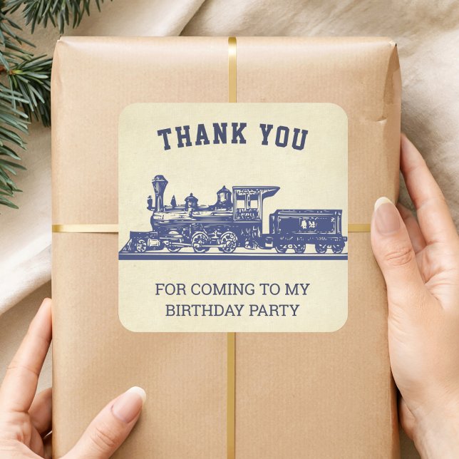 Vintage Train Kids Birthday Party Favor Sticker (Creator Uploaded)