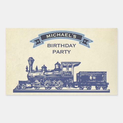 Vintage Train Kids Birthday Party Favor Sticker