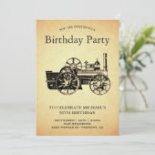 Vintage Train Locomotive Birthday Party Invitation (Standing Front)