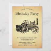 Vintage Train Locomotive Birthday Party Invitation (Front)