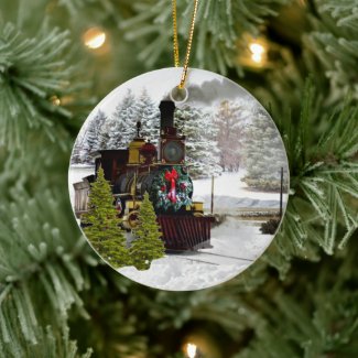 Vintage Train Locomotive Christmas Ornament