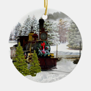 Vintage Train Locomotive Christmas Ornament