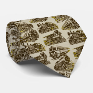 Vintage Train Locomotive Tie