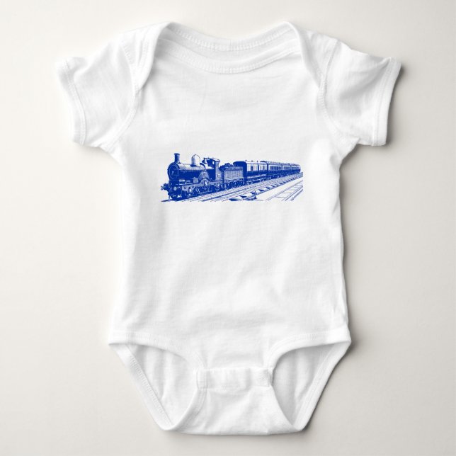Vintage Train - Navy Baby Bodysuit (Front)