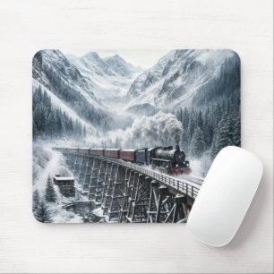 Vintage Train On a Mountain Trestle Mouse Pad
