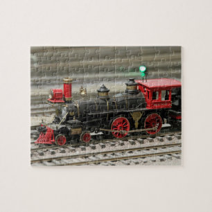 Vintage Train on Tracks Jigsaw Puzzle