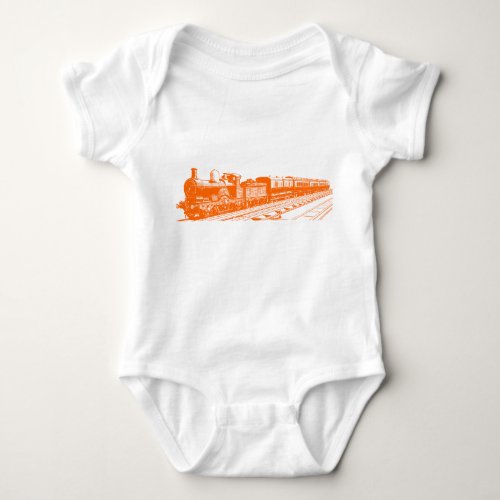 Vintage Train _ Orange Baby Bodysuit