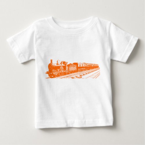 Vintage Train _ Orange Baby T_Shirt