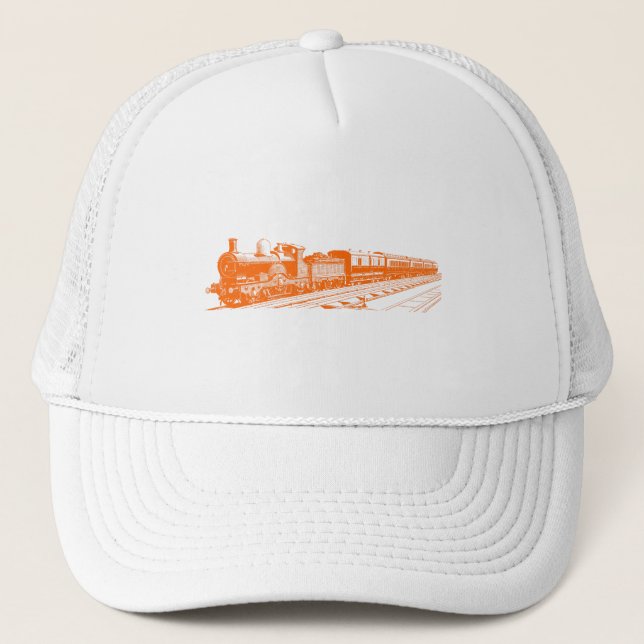 Vintage Train - Orange Trucker Hat (Front)