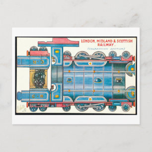 Vintage Train Paper Toy--England Postcard