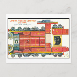 Vintage Train Paper Toy--England Postcard