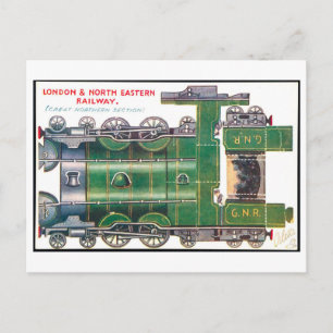 Vintage Train Paper Toy--North Eastern Railway Postcard