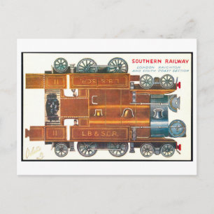 Vintage Train Paper Toy--Southern Railway Postcard