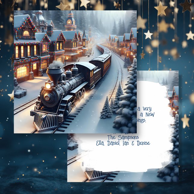 Vintage Train Personalized Christmas Card (Creator Uploaded)