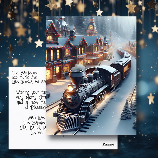 Vintage Train Personalized Christmas Postcard (Creator Uploaded)