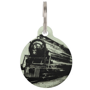 Vintage Train Photo in Motion with Blur Pet Name Tag