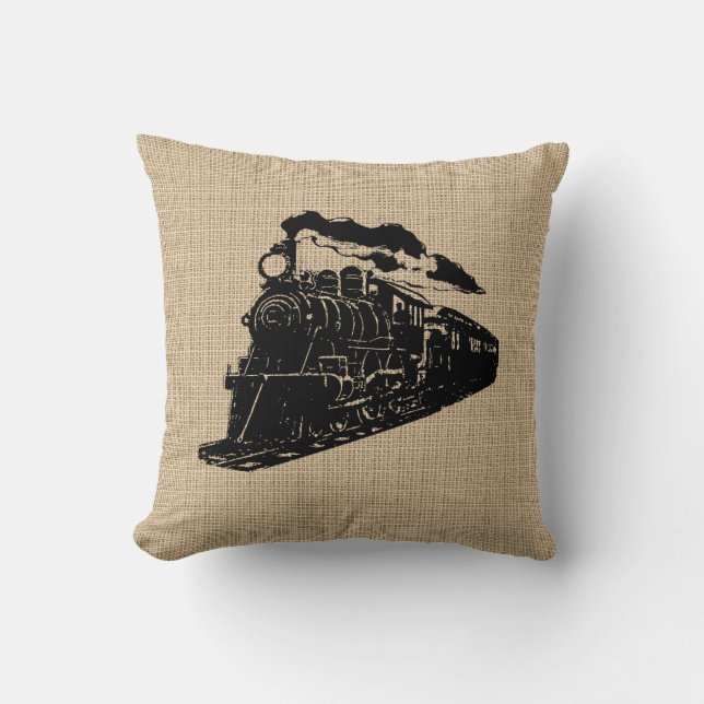 Vintage Train Pillow (Front)