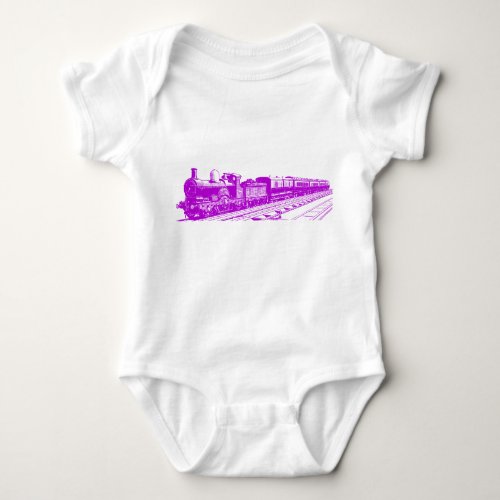 Vintage Train _ Purple Baby Bodysuit