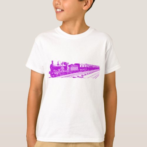 Vintage Train _ Purple T_Shirt