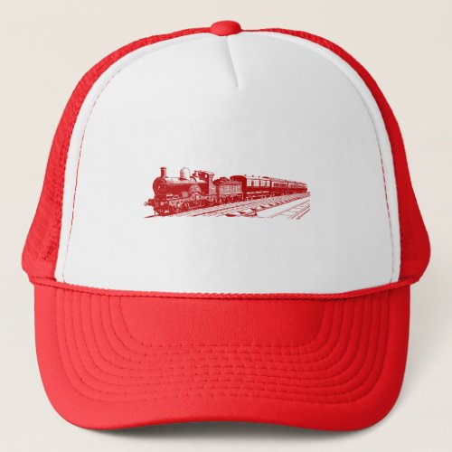 Vintage Train _ Ruby Red Trucker Hat