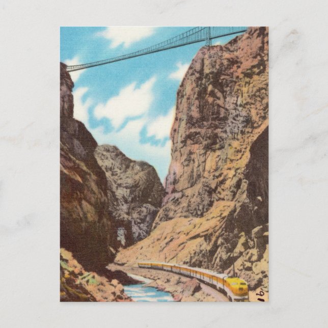 Vintage Train Running Through Canyon Postcard (Front)