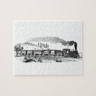 vintage Train sketch Jigsaw Puzzle