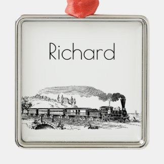 vintage Train sketch Metal Ornament