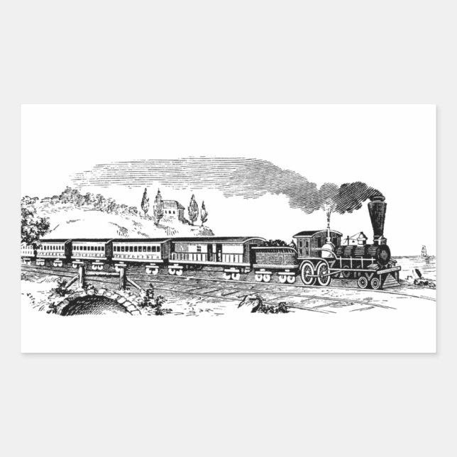 vintage Train sketch Rectangular Sticker (Front)