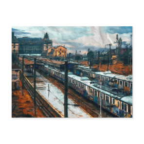 Vintage Train Station Postcard