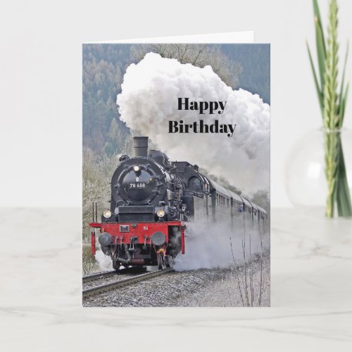 Vintage Train Steam Locomotive Photo Birthday Card