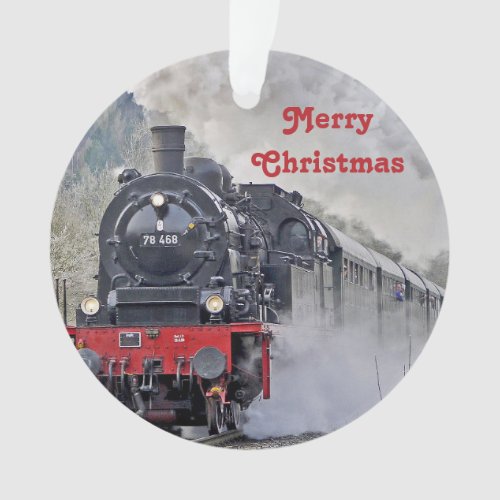 Vintage Train Steam Locomotive Photo Christmas Ornament