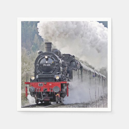 Vintage Train Steam Locomotive Photo Napkins