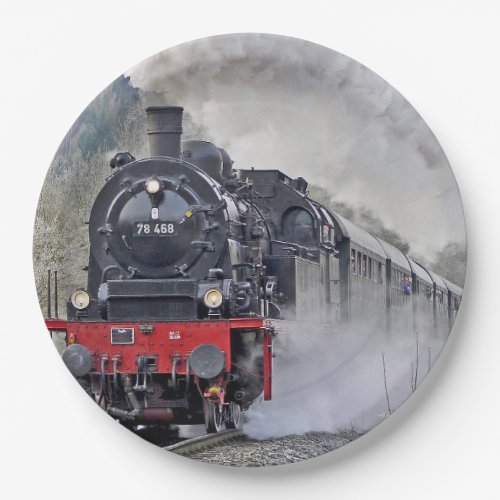 Vintage Train Steam Locomotive Photo Paper Plates