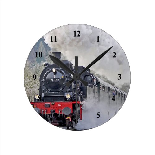 Vintage Train Steam Locomotive Photo Round Clock